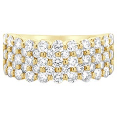 14 Karat Yellow Gold Five Row Diamond Band