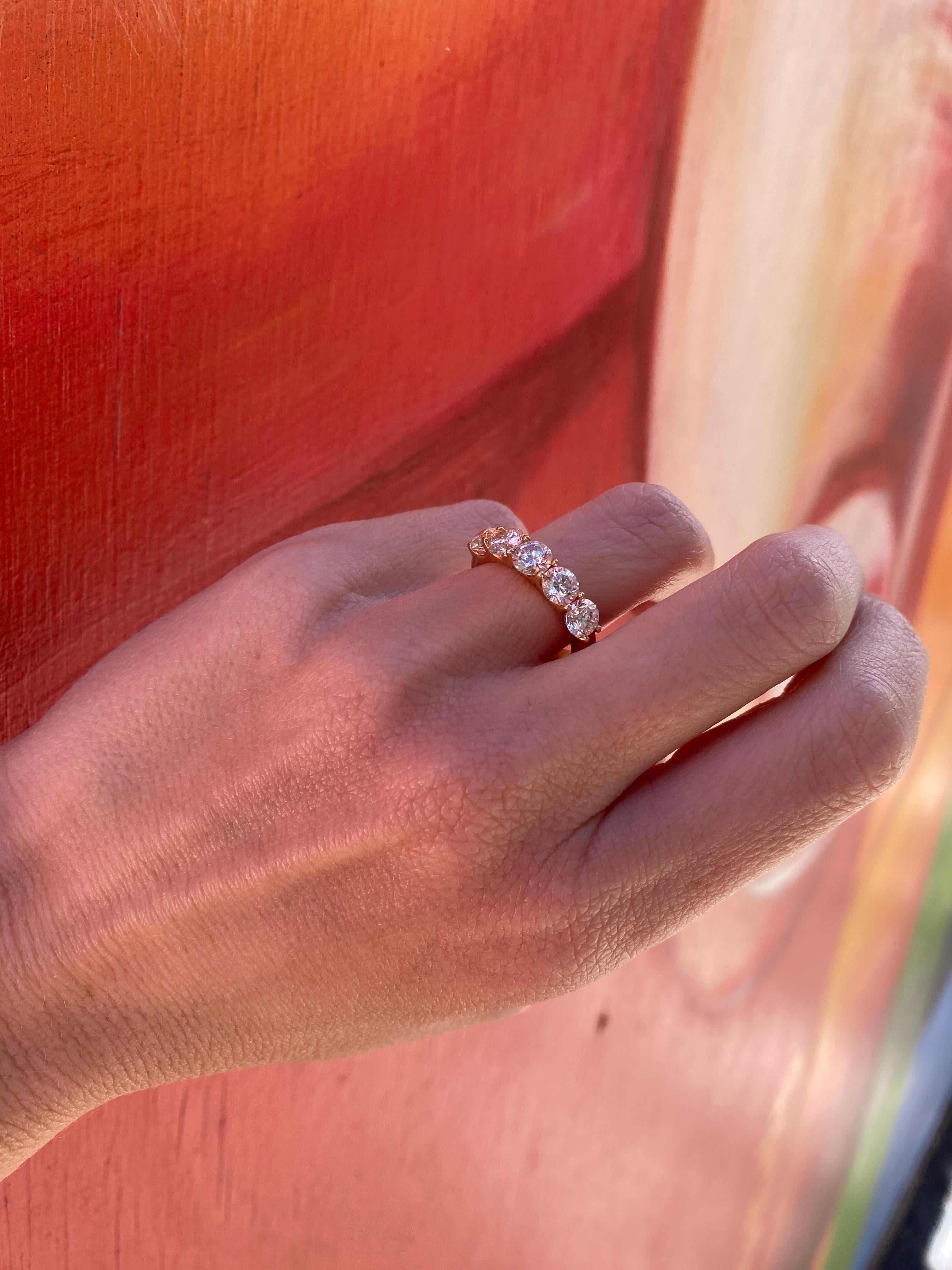 Bandeau en or jaune 14 carats à cinq pierres en diamant naturel en vente 6