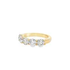 14 Karat Yellow Gold Five Stone Natural Diamond Band