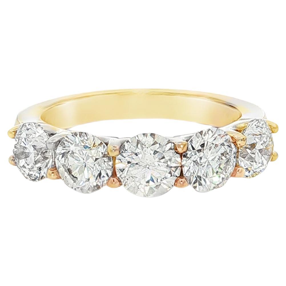 Bandeau en or jaune 14 carats à cinq pierres en diamant naturel en vente