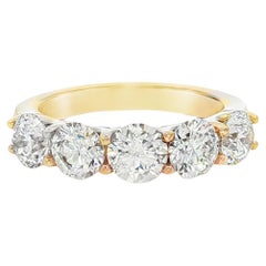 Bandeau en or jaune 14 carats à cinq pierres en diamant naturel