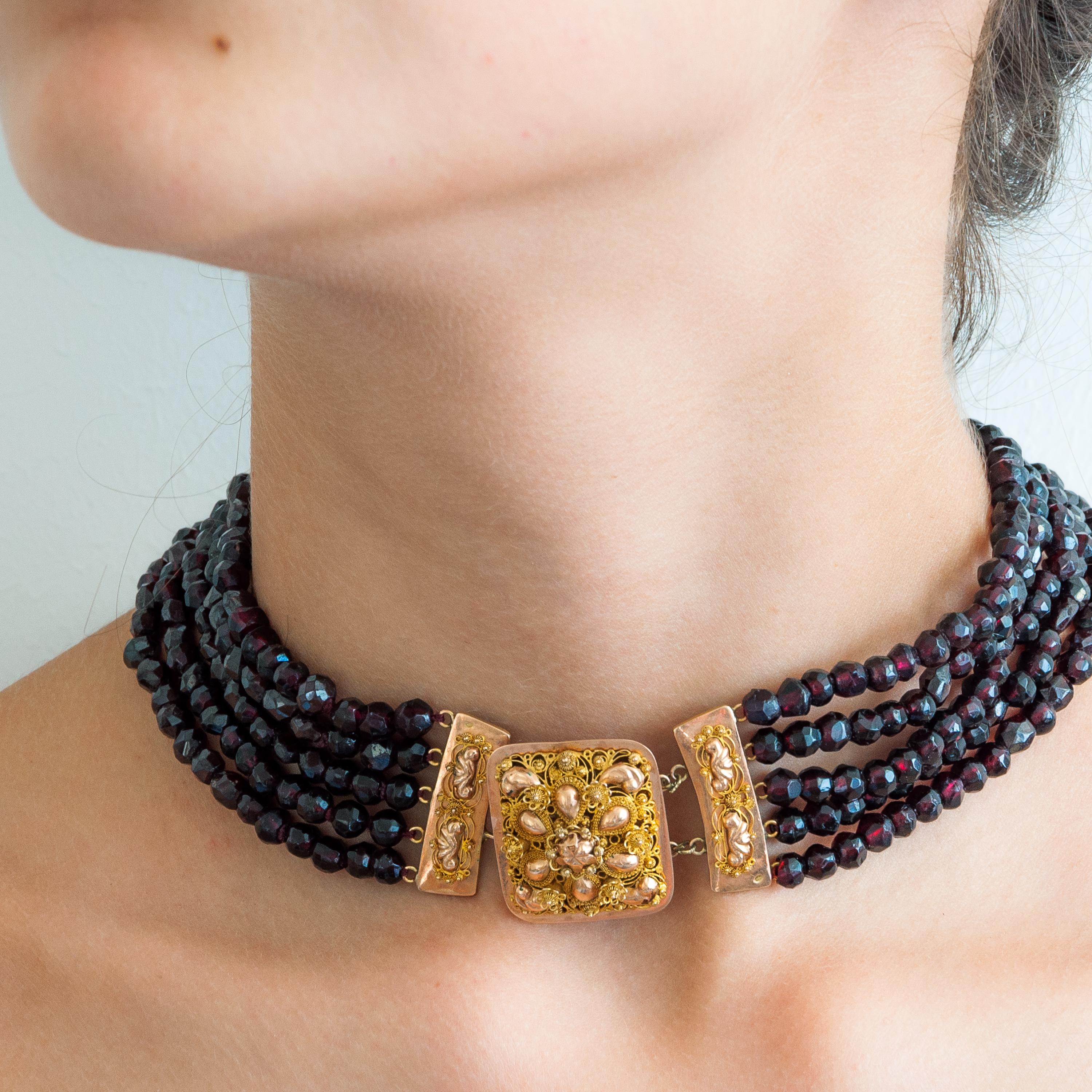 garnet strand necklace