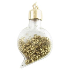 14 Karat Yellow Gold Flakes Filled Bottle Pendant