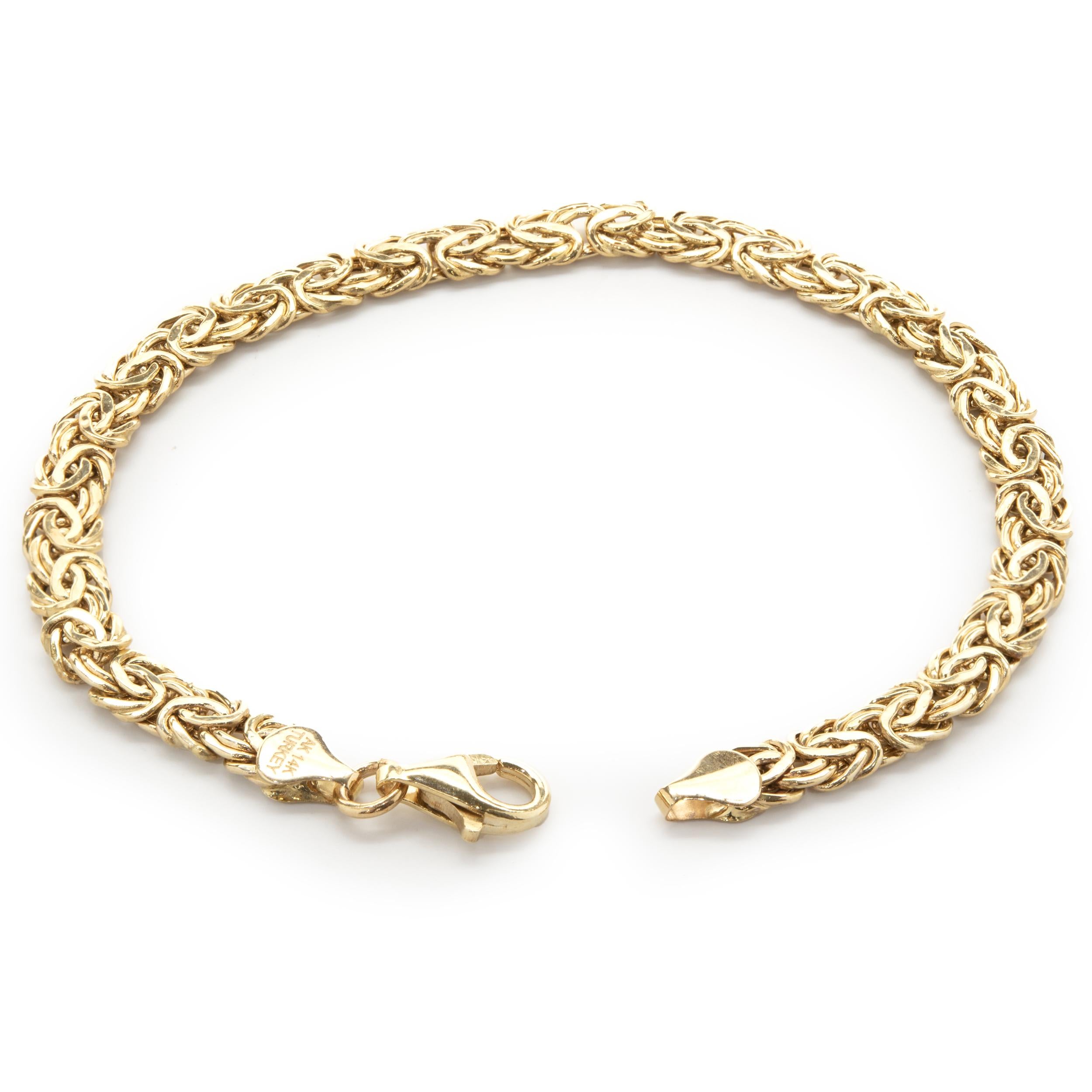 14 Karat Yellow Gold Flat Byzantine Bracelet at 1stDibs