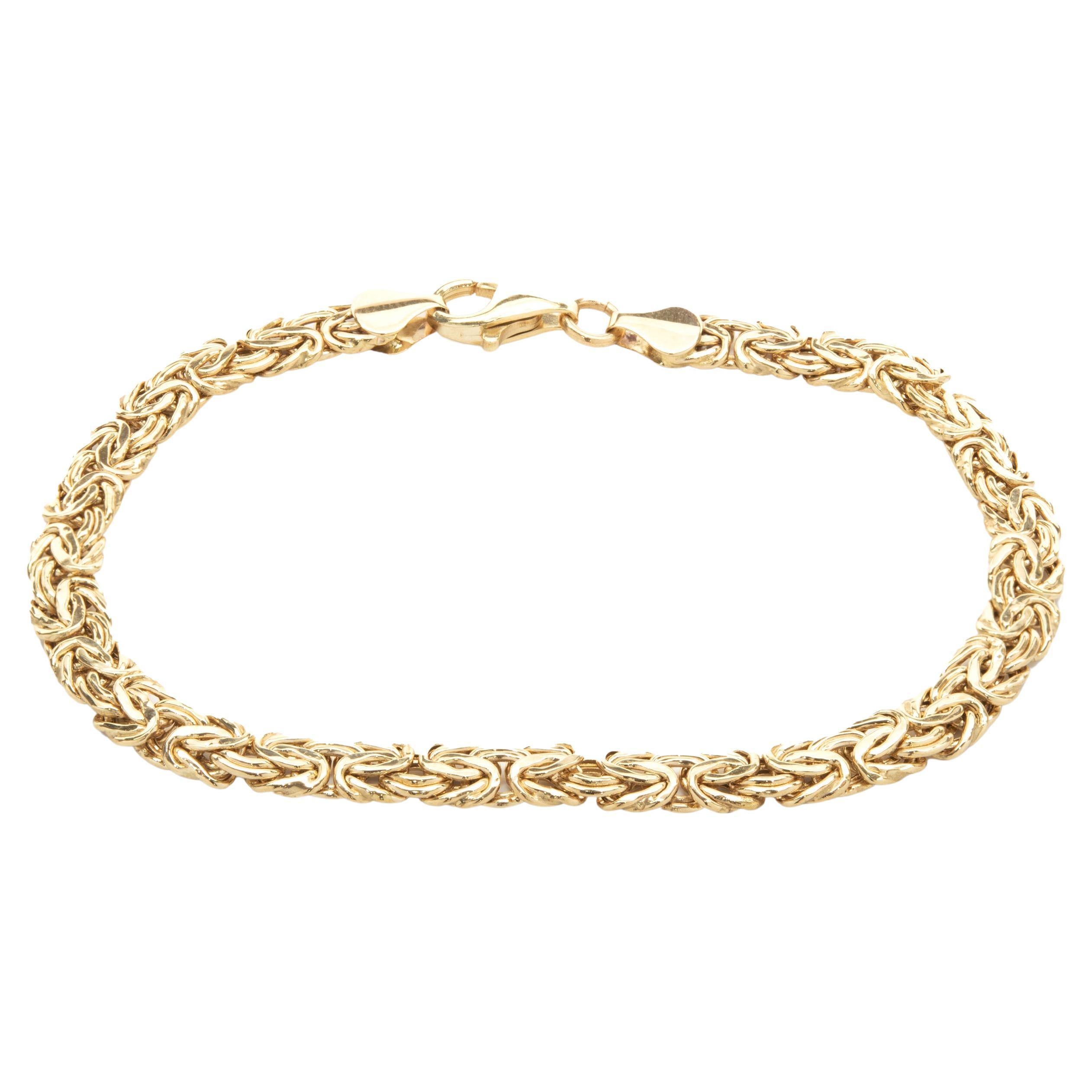 14 Karat Yellow Gold Flat Byzantine Bracelet