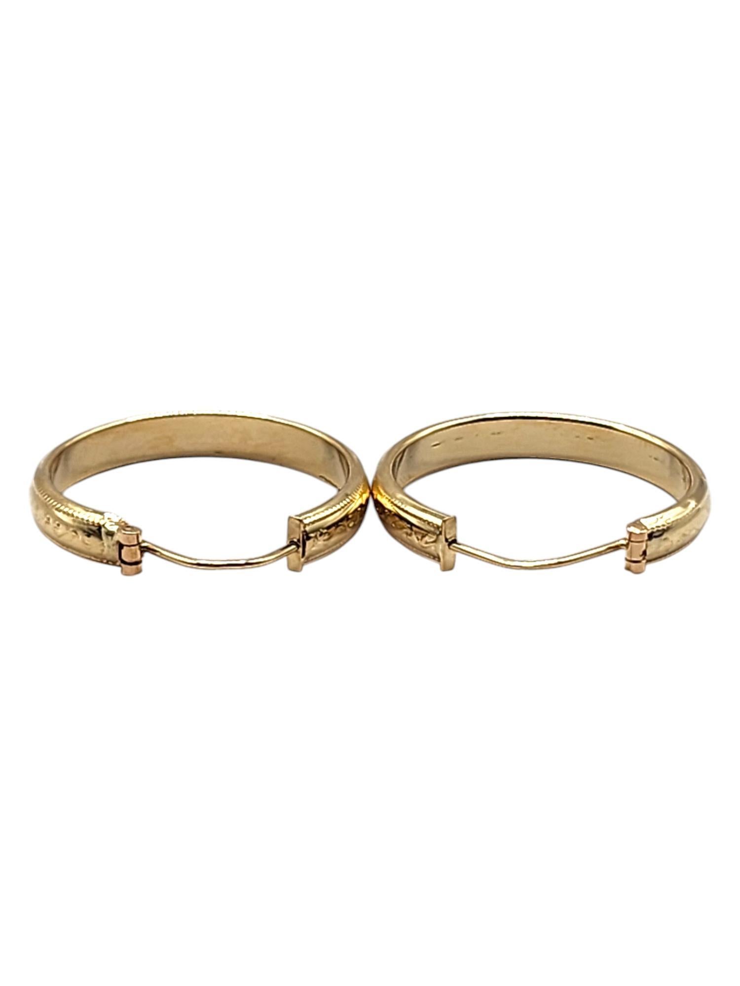 Women's 14 Karat Yellow Gold Flat Circle Hoop Earrings #20482 For Sale