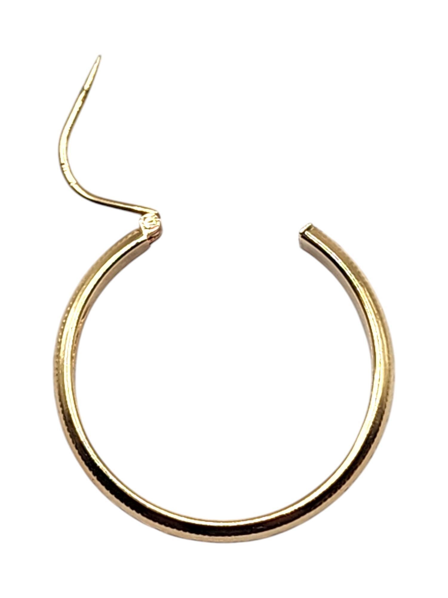 14 Karat Yellow Gold Flat Circle Hoop Earrings #20482 For Sale 2