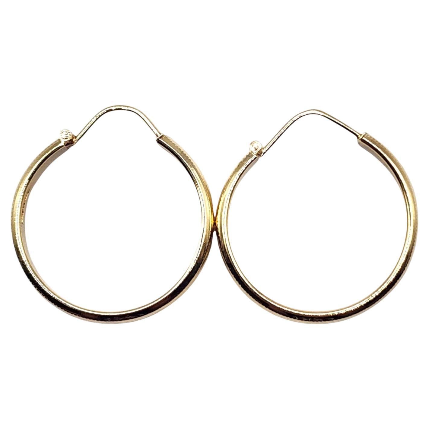 14 Karat Yellow Gold Flat Circle Hoop Earrings #20482