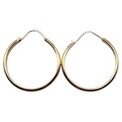 14 Karat Yellow Gold Flat Circle Hoop Earrings #20482