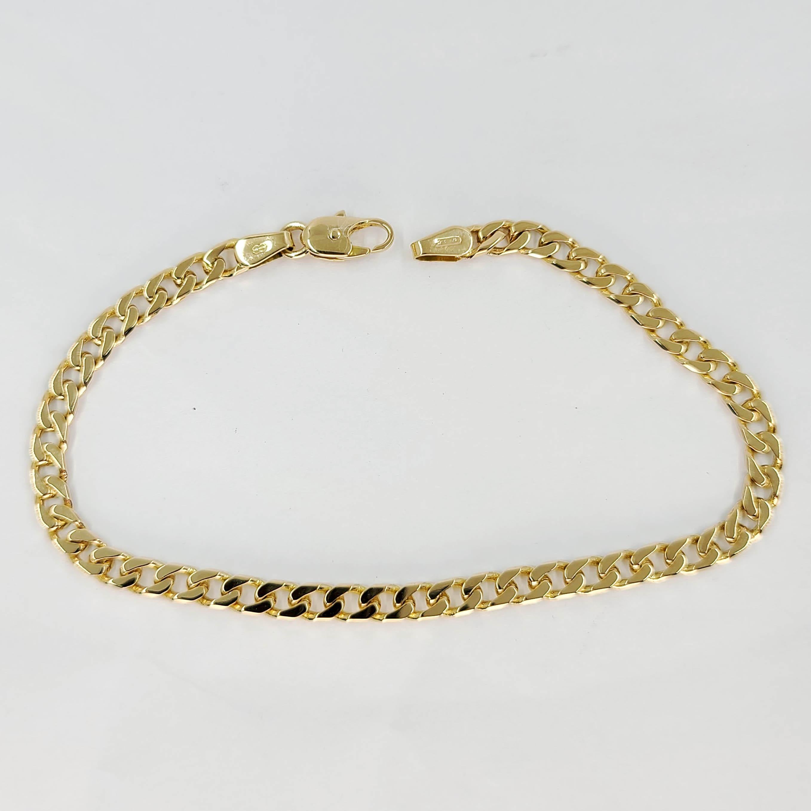 bracelet à maillons plats en or jaune 14 carats Bon état à Coral Gables, FL