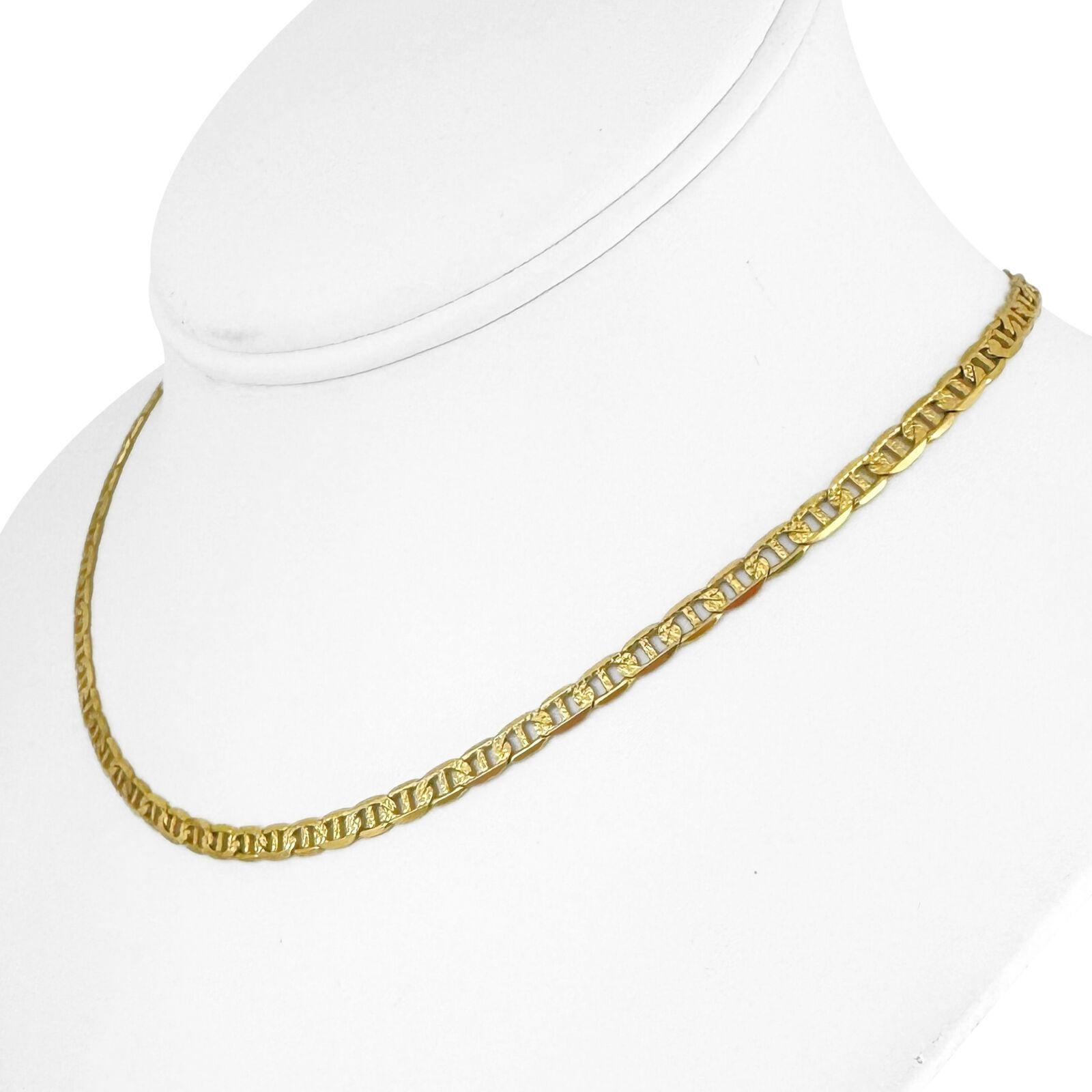 14k Yellow Gold 10g Flat Diamond Cut 4mm Gucci Link Chain Necklace Italy 16
