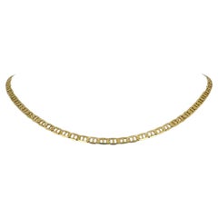 14 Karat Yellow Gold Flat Diamond Cut Gucci Link Chain Necklace Italy