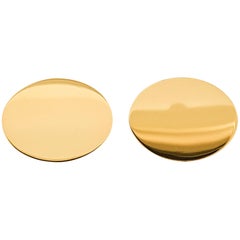 14 Karat Yellow Gold Flat Oval Cufflinks