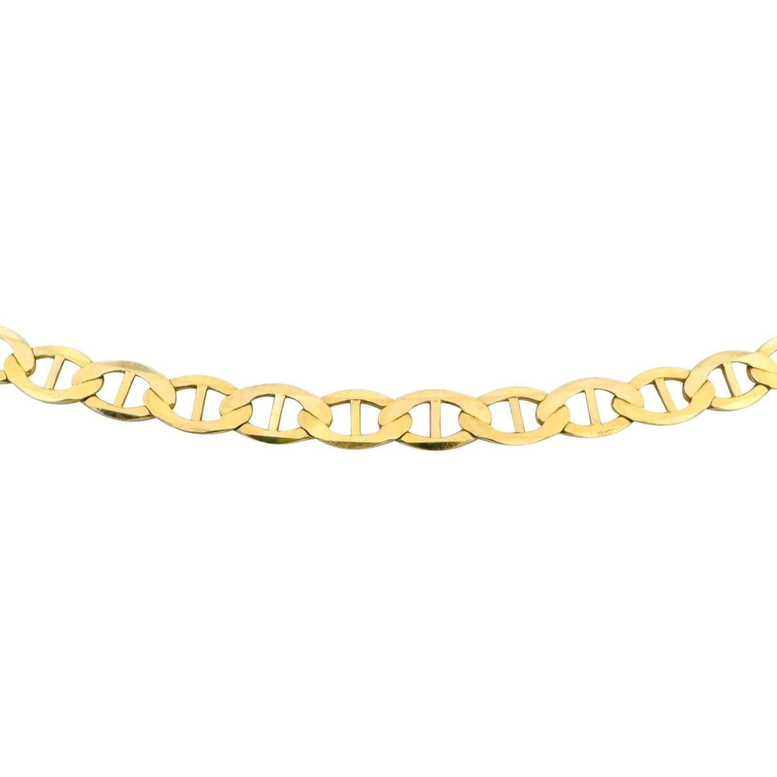 14 Karat Gelbgold Flache polierte Mariner Gucci Gliederkette Halskette im Zustand „Gut“ in Guilford, CT