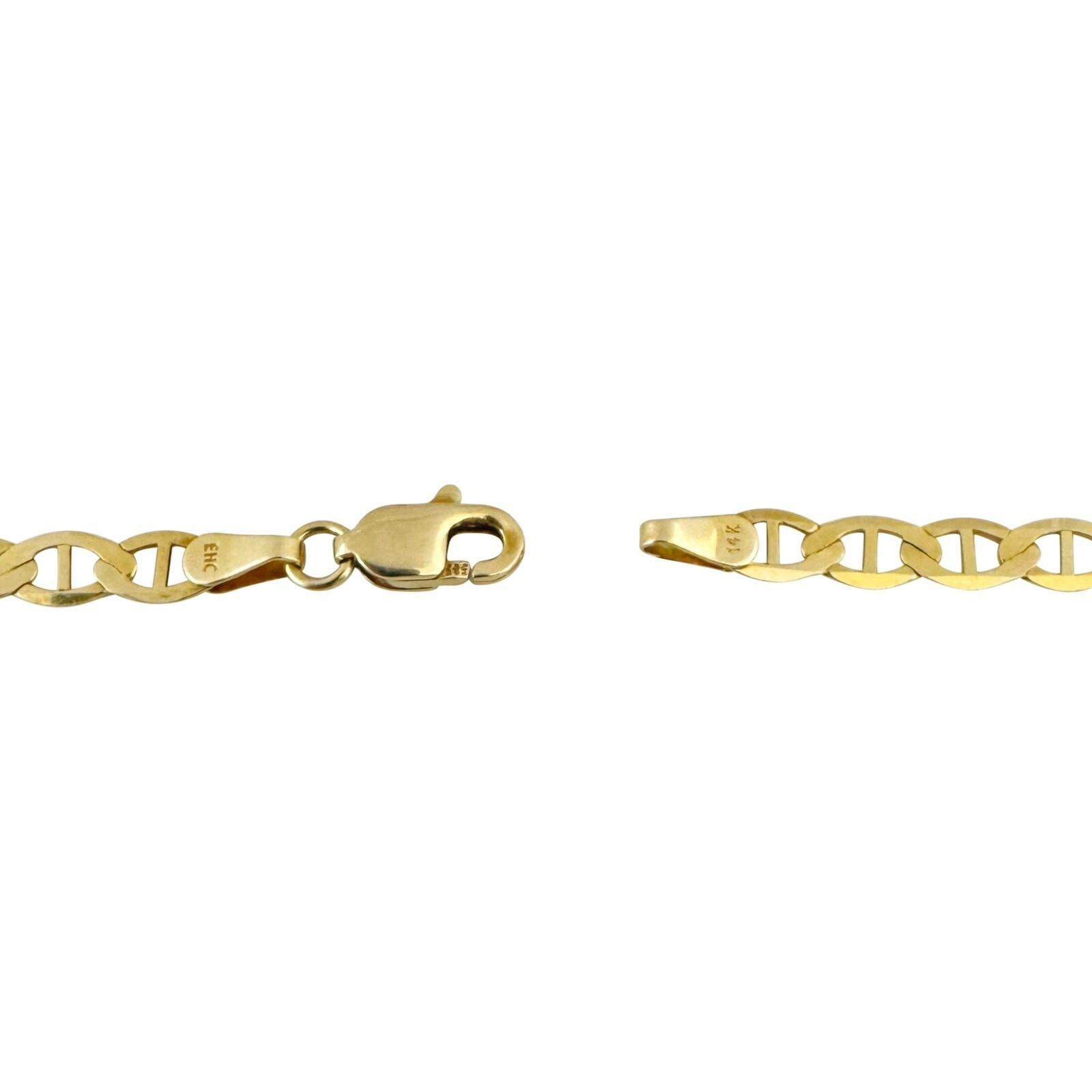 14 Karat Gelbgold Flache polierte Mariner Gucci Gliederkette Halskette 2