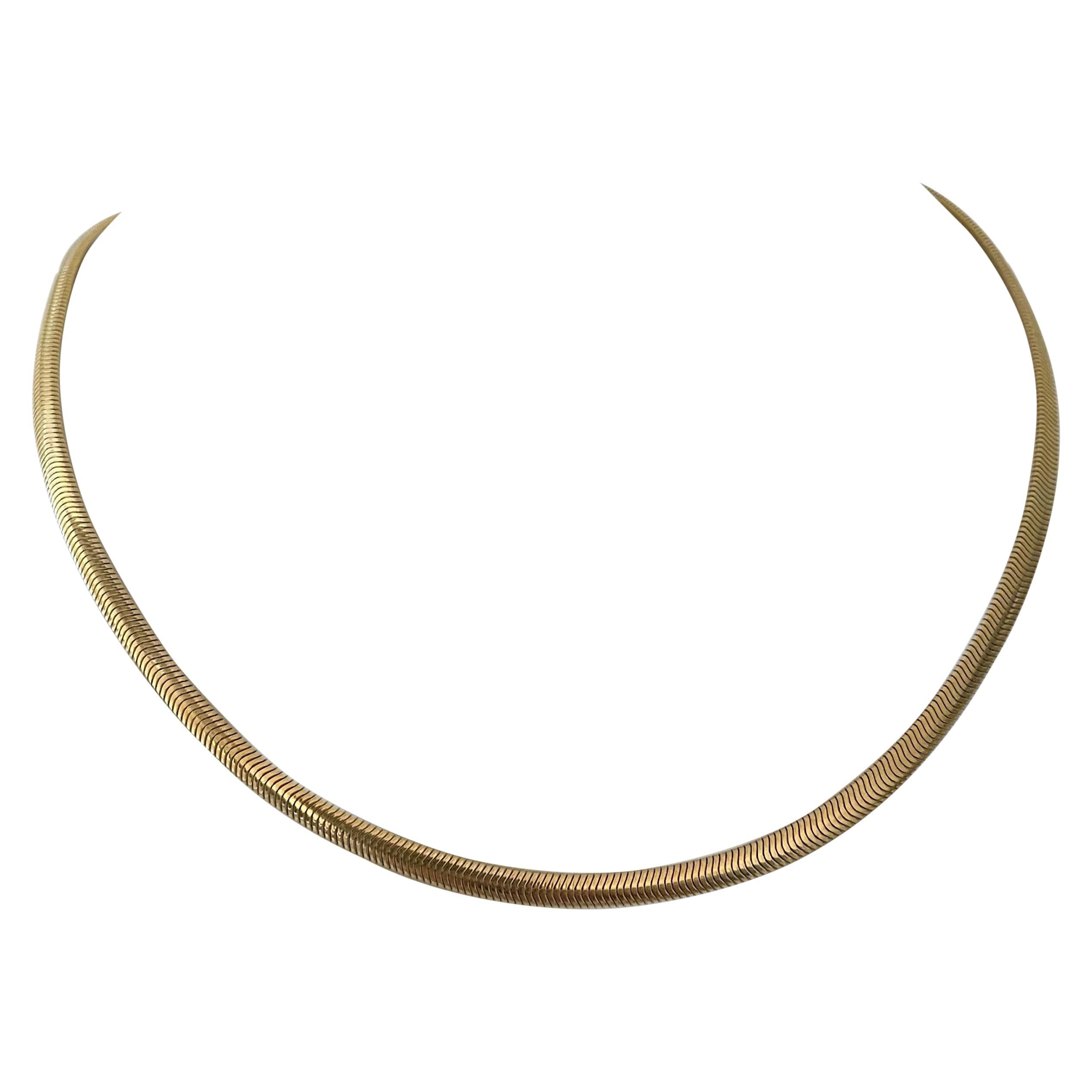 14 Karat Yellow Gold Flat Snake Link Chain Necklace
