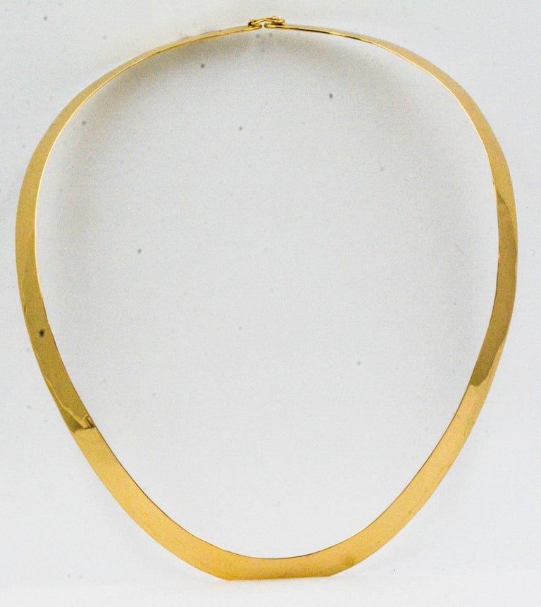 14 Karat Yellow Gold Flat Wire Collar Necklace at 1stDibs