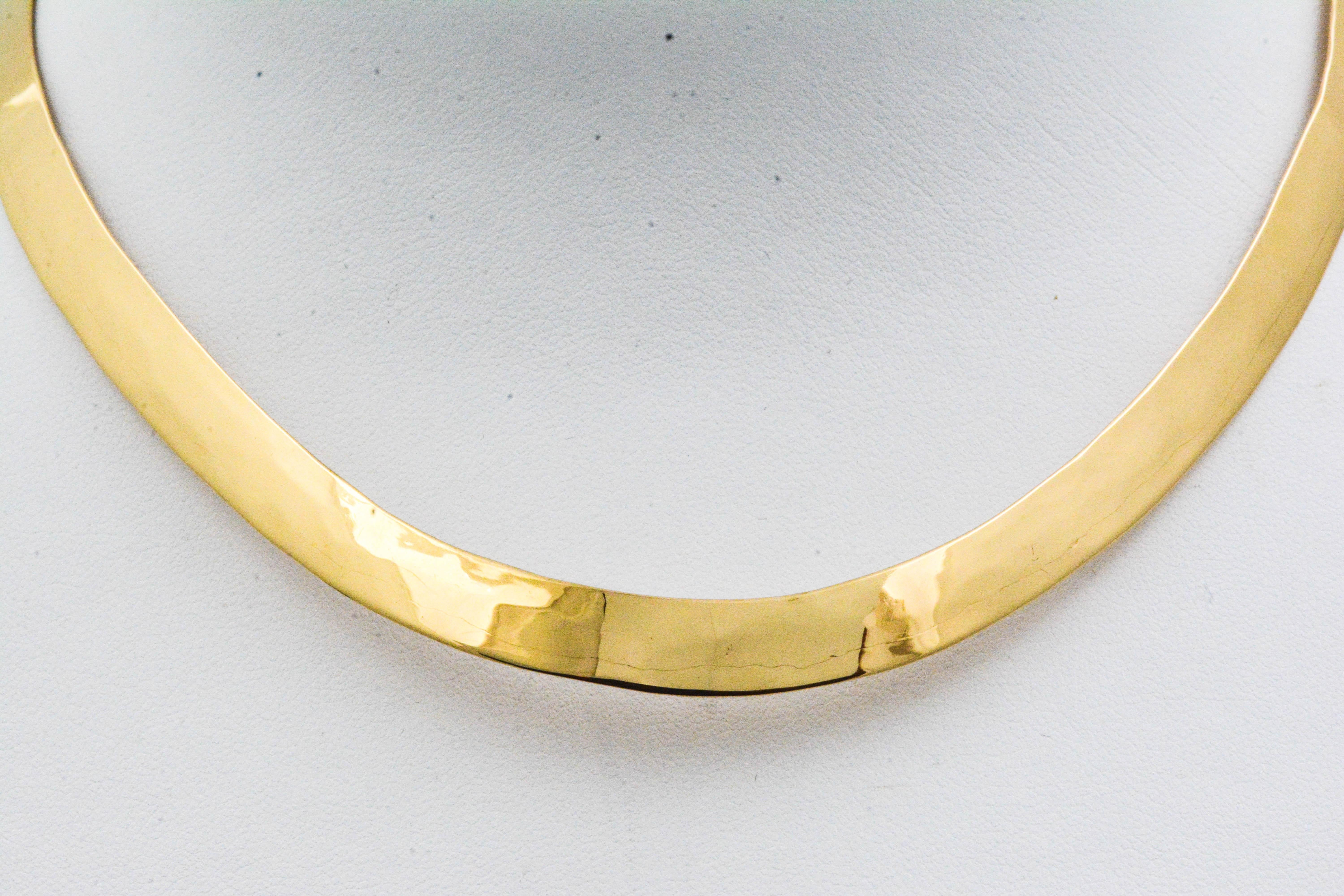 14 Karat Yellow Gold Flat Wire Collar Necklace 2