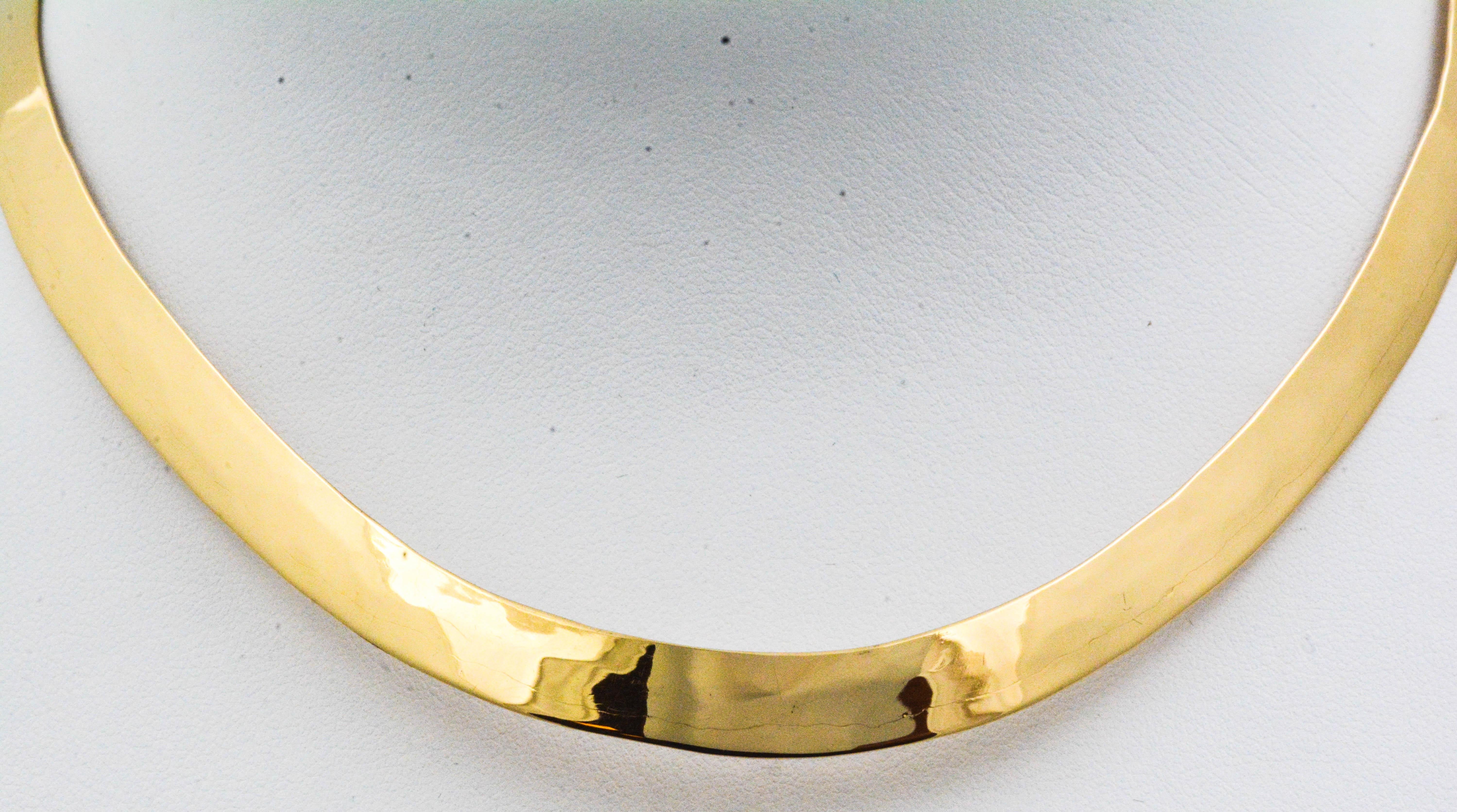 14 Karat Yellow Gold Flat Wire Collar Necklace 3