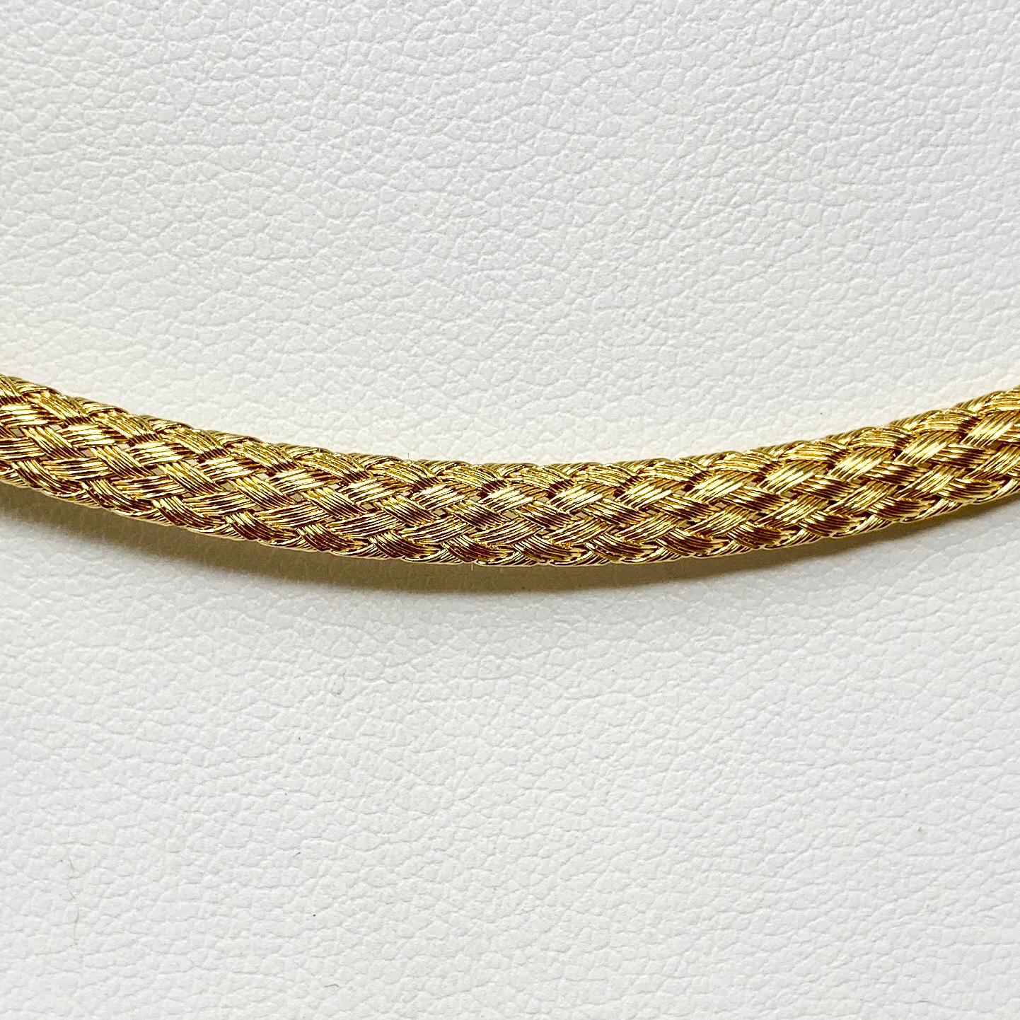 14 Karat Yellow Gold Flex Braided Weave Necklace In Good Condition In Guilford, CT