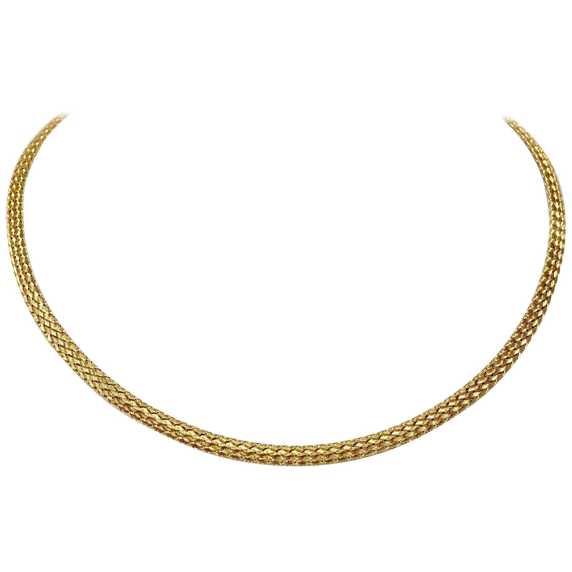 14 Karat Yellow Gold Flex Braided Weave Necklace