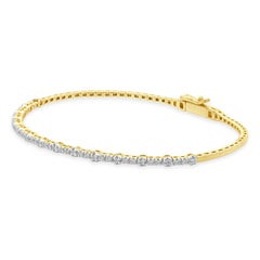 14 Karat Yellow Gold Flex Diamond Bangle Bracelet