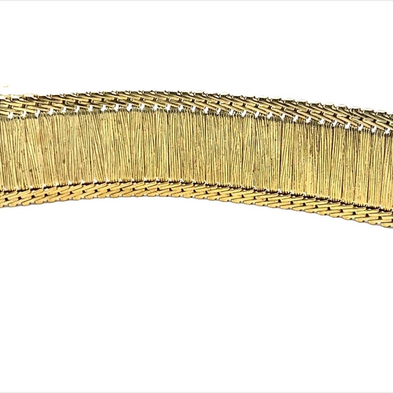 French Textured 14k Yellow Gold Retro Style Bracelet, Flexible Hinged  Design For Sale at 1stDibs | french gold bracelet, teppicharmband gold 585,  gold platte