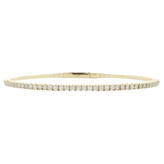 14 Karat Yellow Gold Flexible Diamond Bangle Bracelet