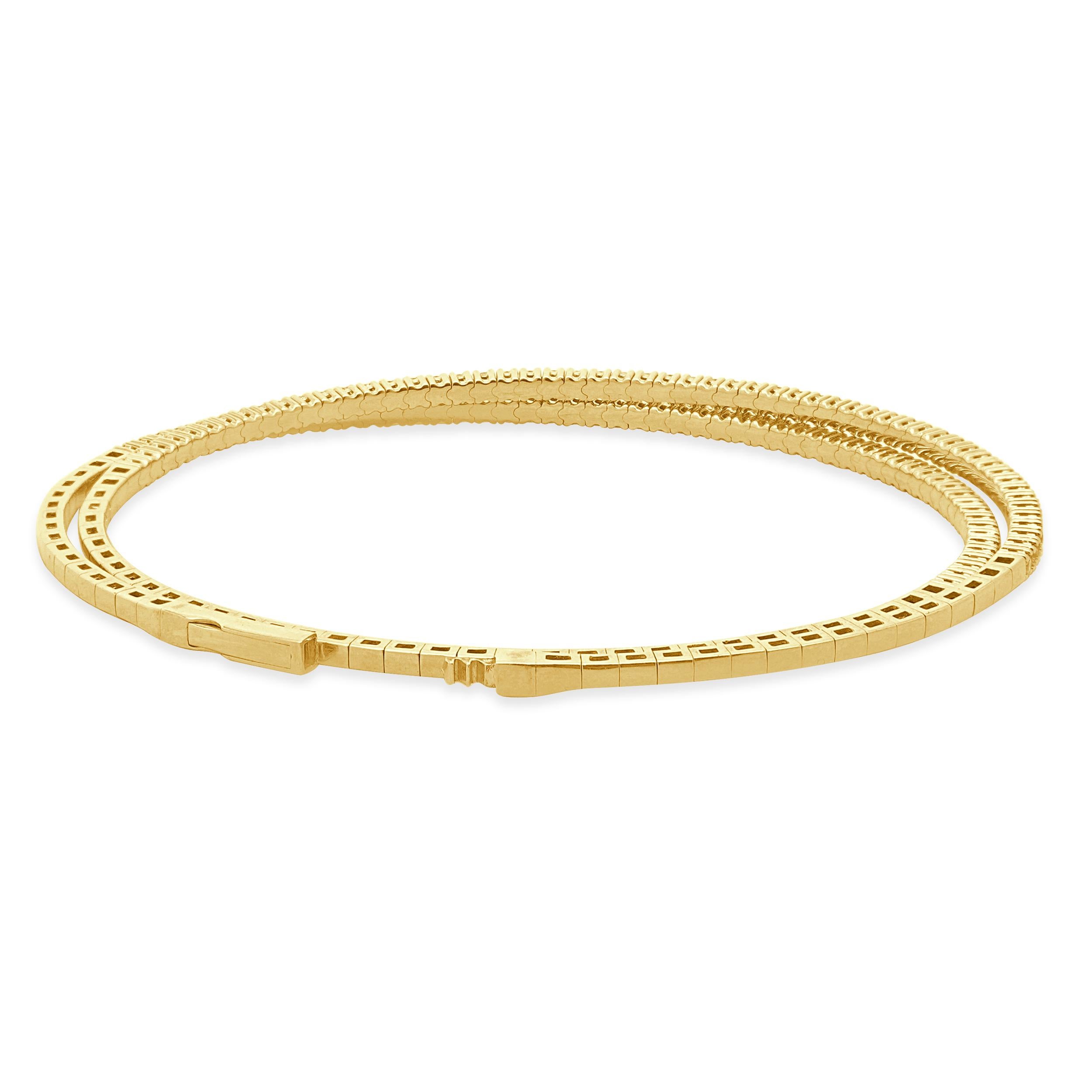 Bracelet souple en or jaune 14 carats avec diamants Excellent état - En vente à Scottsdale, AZ