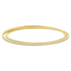Bracelet souple en or jaune 14 carats avec diamants