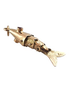 14 Karat Yellow Gold Flexible Fish Charm #19250
