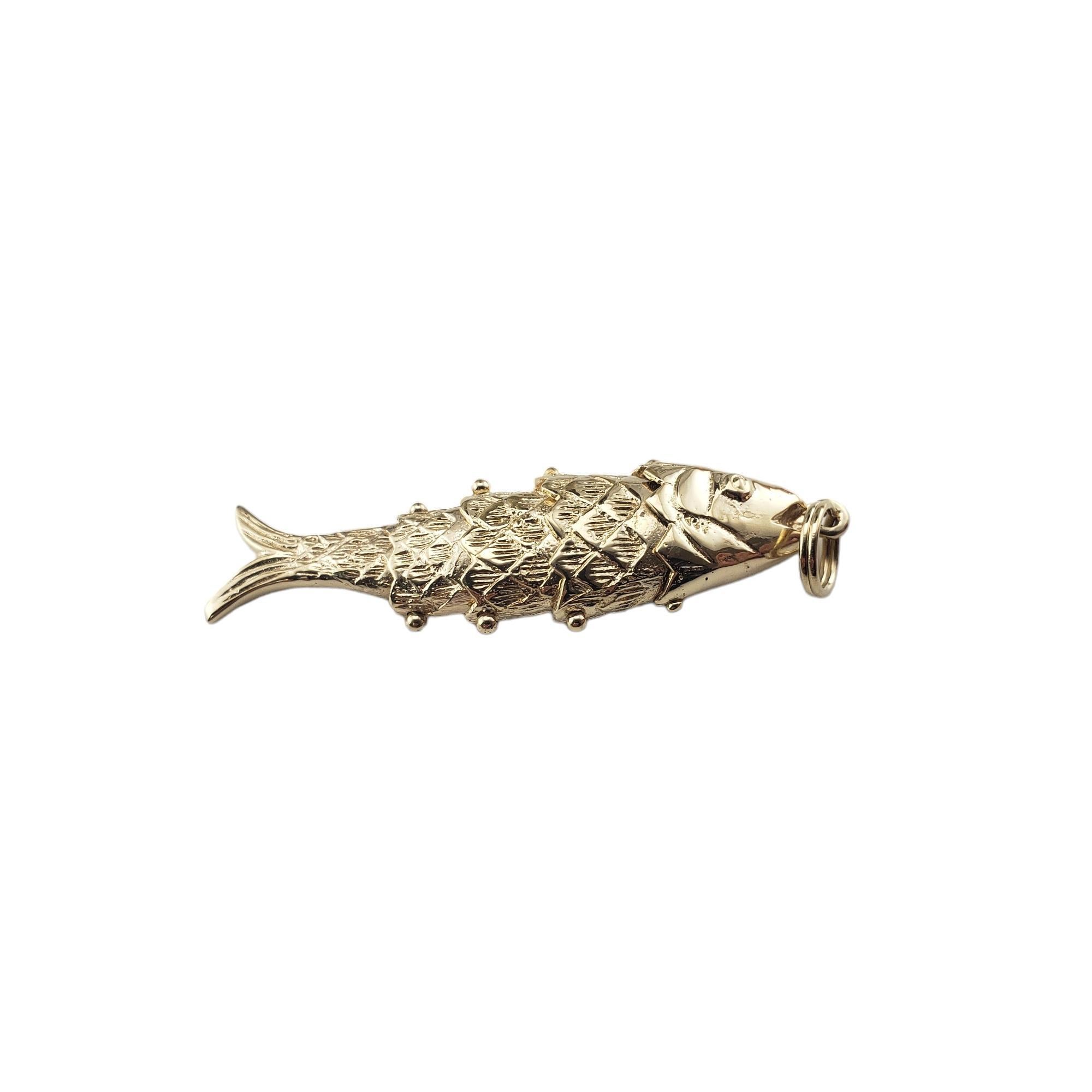 Women's or Men's 14 Karat Yellow Gold Flexible Fish Pendant #15513 For Sale