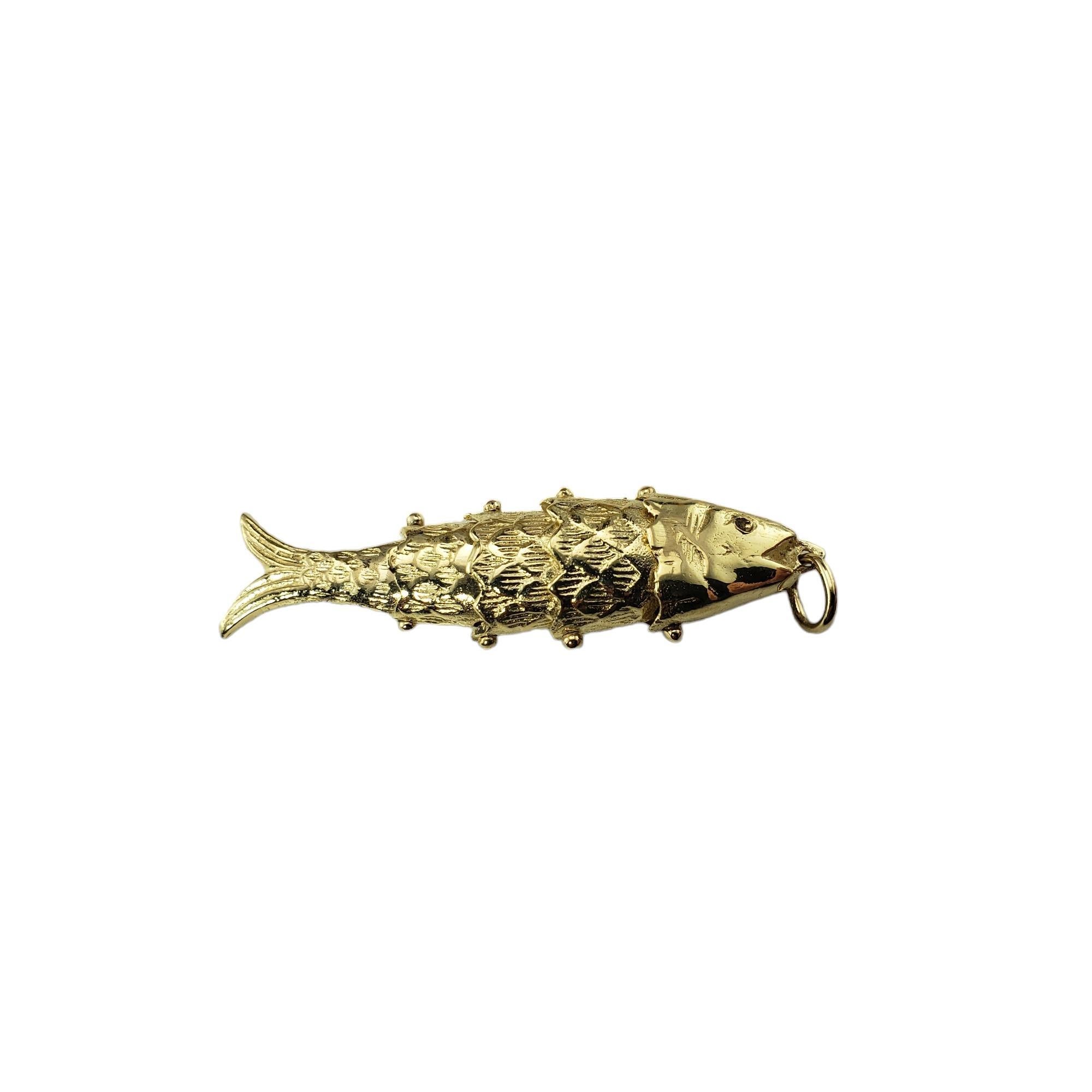  14 Karat Yellow Gold Flexible Fish Pendant #15572 For Sale 1