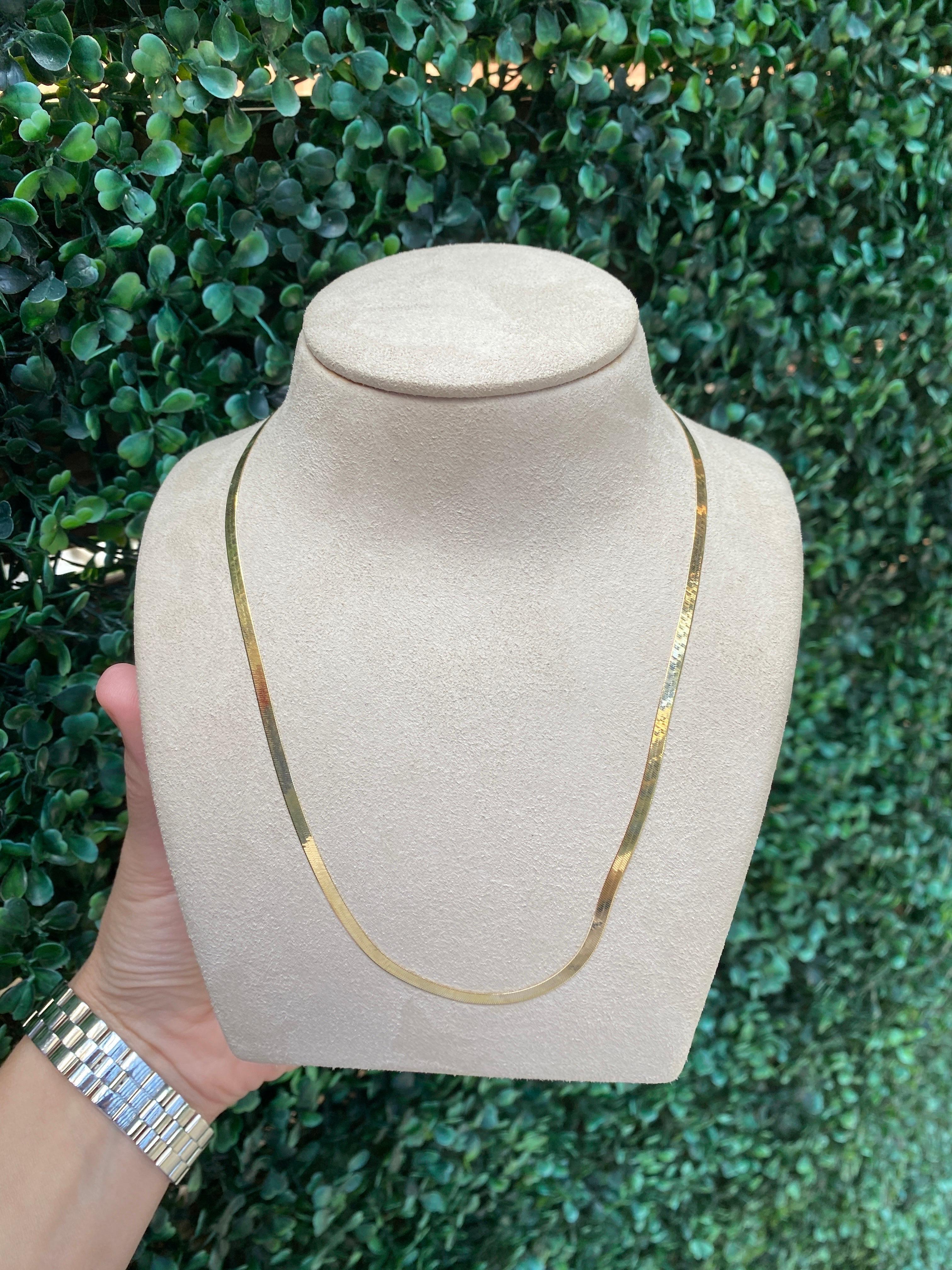 14 Karat Yellow Gold Flexible Herringbone Necklace 3