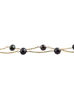 14 Karat Yellow Gold Floating Black Pearl Necklace #19337