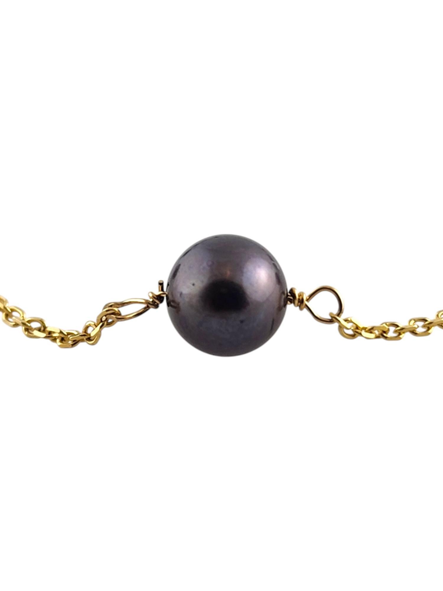 Collier flottant en or jaune 14 carats et perles noires n° 19337 Bon état - En vente à Washington Depot, CT