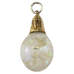 14 Karat Yellow Gold Floating Opal Pendant #20197