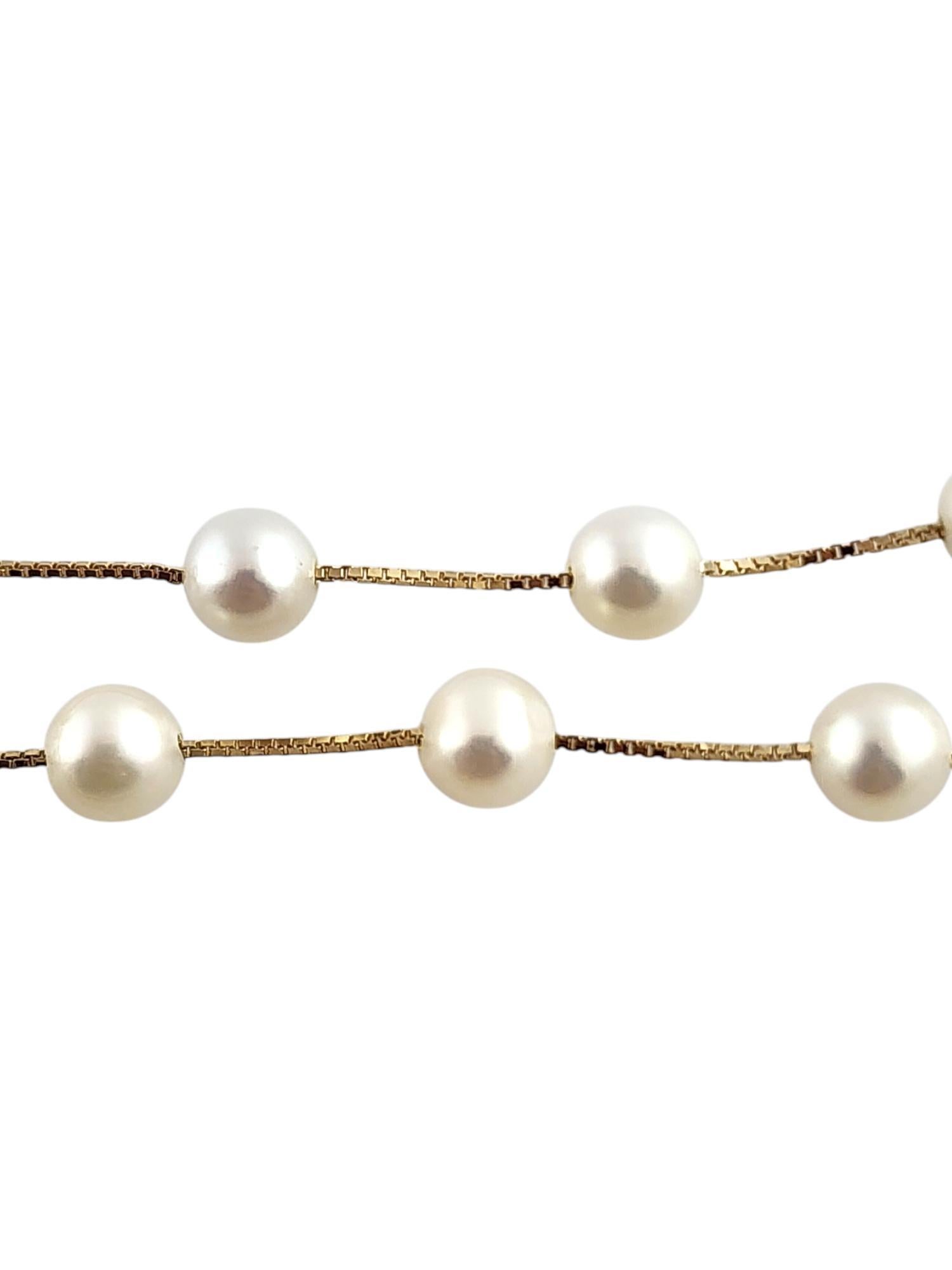 Perle Chaîne collier à perles flottantes en or jaune 14 carats n° 19335 en vente