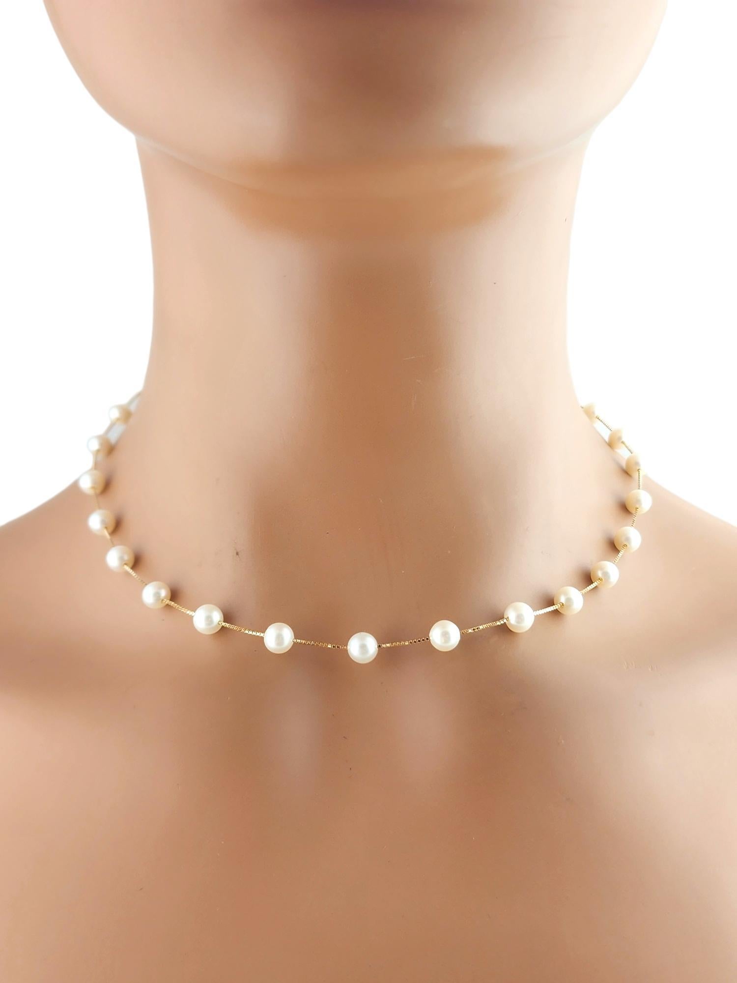 Chaîne collier à perles flottantes en or jaune 14 carats n° 19335 en vente 1