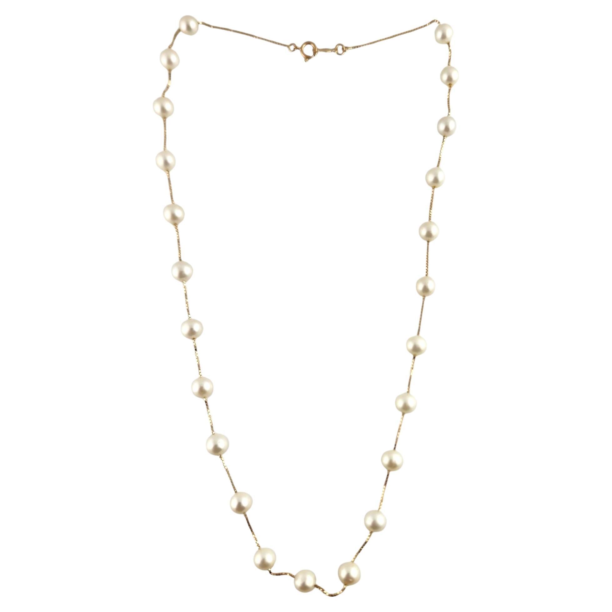 14 Karat Yellow Gold Floating Pearl Chain Necklace #19335