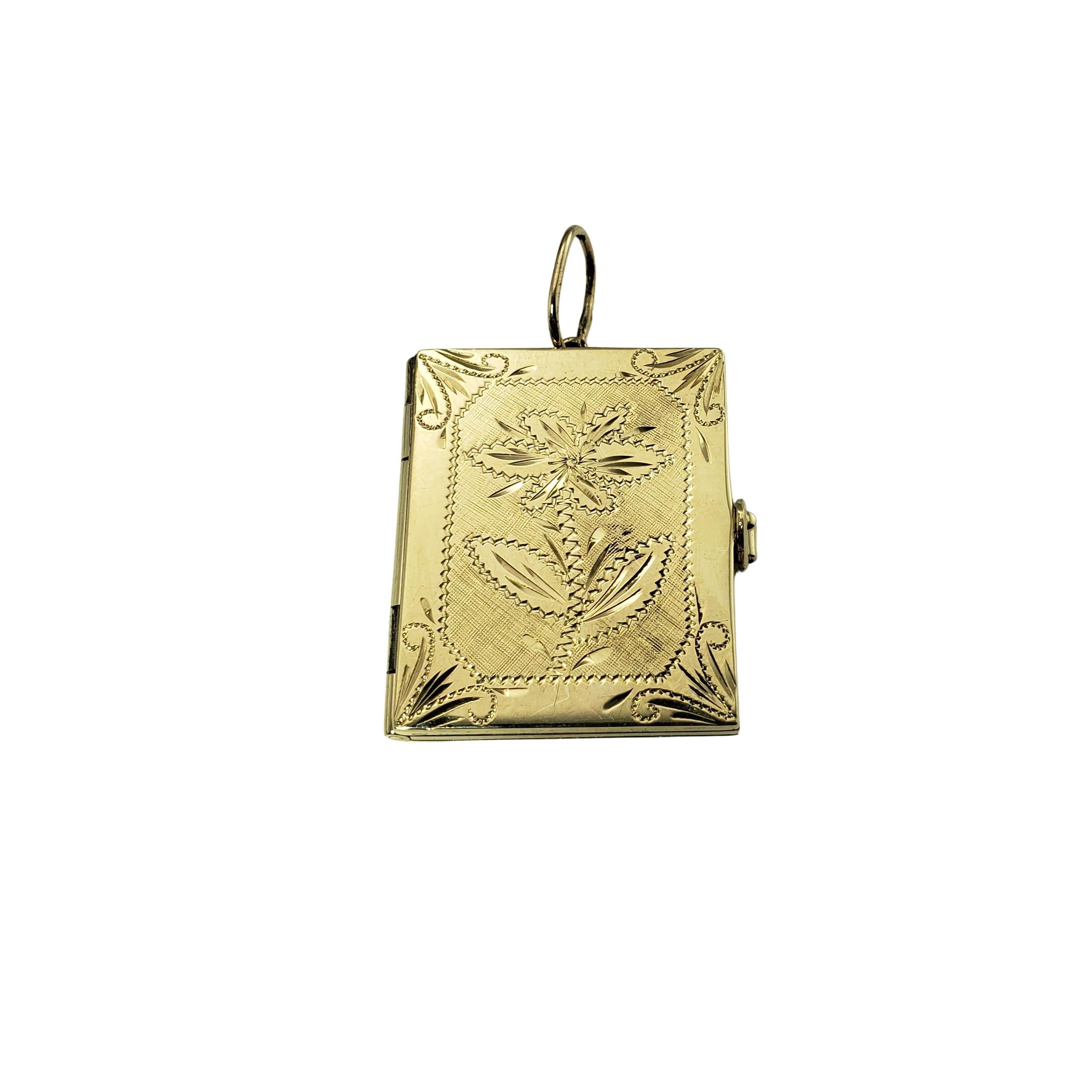 14 Karat Yellow Gold Floral Locket Pendant For Sale 1