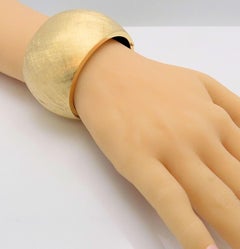14 Karat Yellow Gold Florentine Finish Wide Hinged Bracelet