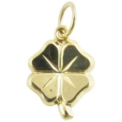 14 Karat Yellow Gold Four Leaf Clover Charm