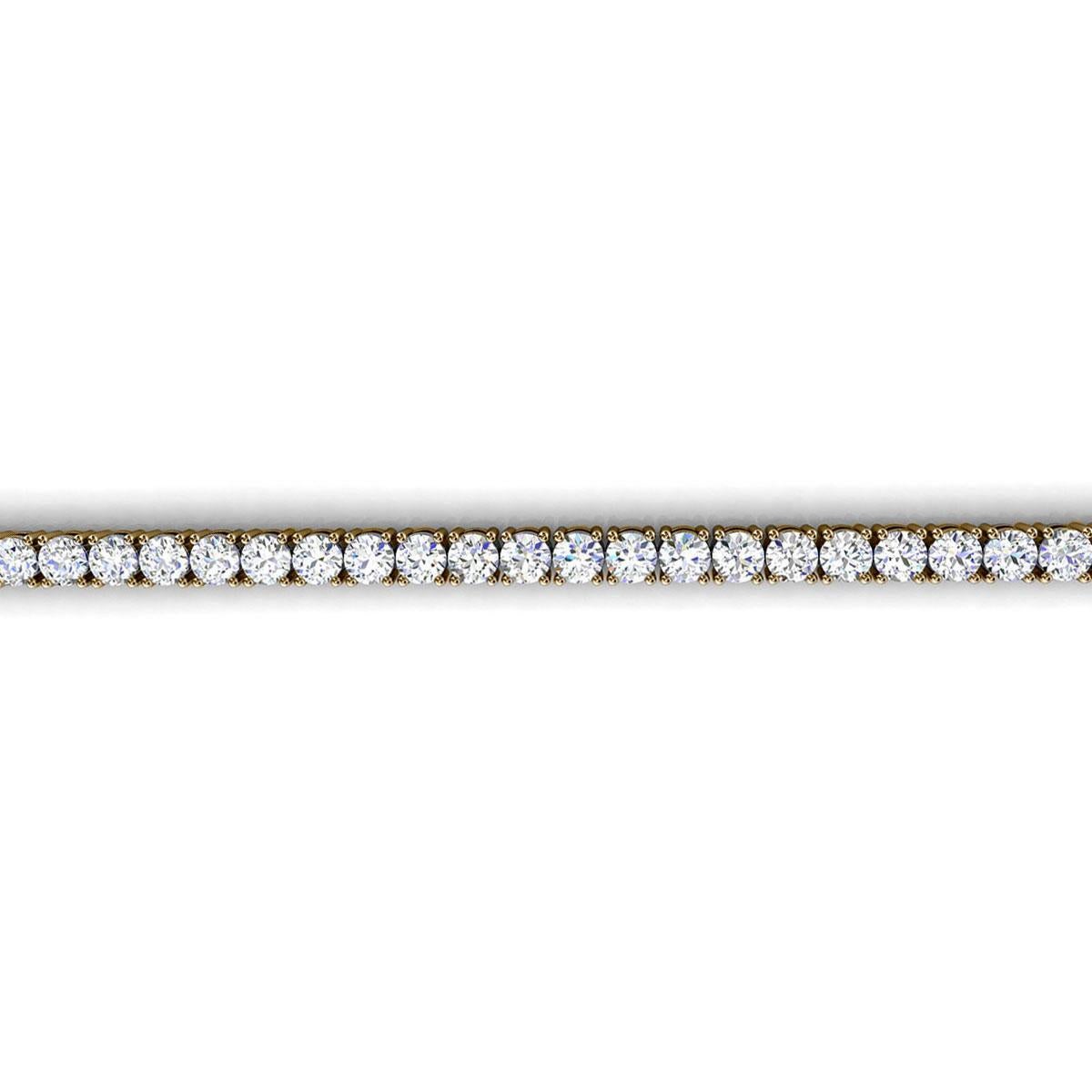 Taglio rotondo Bracciale tennis con diamanti a quattro punte in oro giallo 14 carati 
