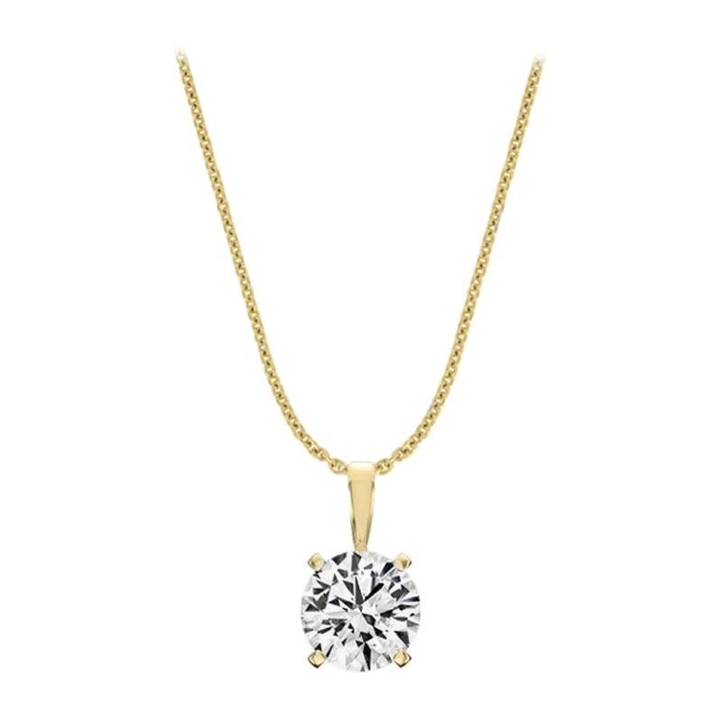 14 Karat Yellow Gold Four Prongs Natural Diamond Pendant '1 Carat' For Sale