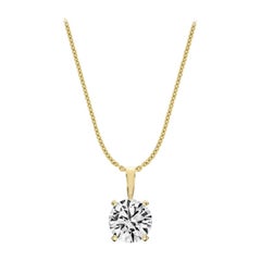 14 Karat Yellow Gold Four Prongs Natural Diamond Pendant '1 Carat'