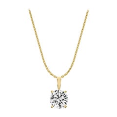 14 Karat Yellow Gold Four Prongs Natural Diamond Pendant '3/4 Carat'