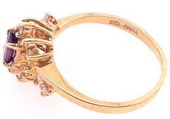 14 Karat Gelbgold Freiförmiger Amethyst-Ring mit Diamant-Akzenten