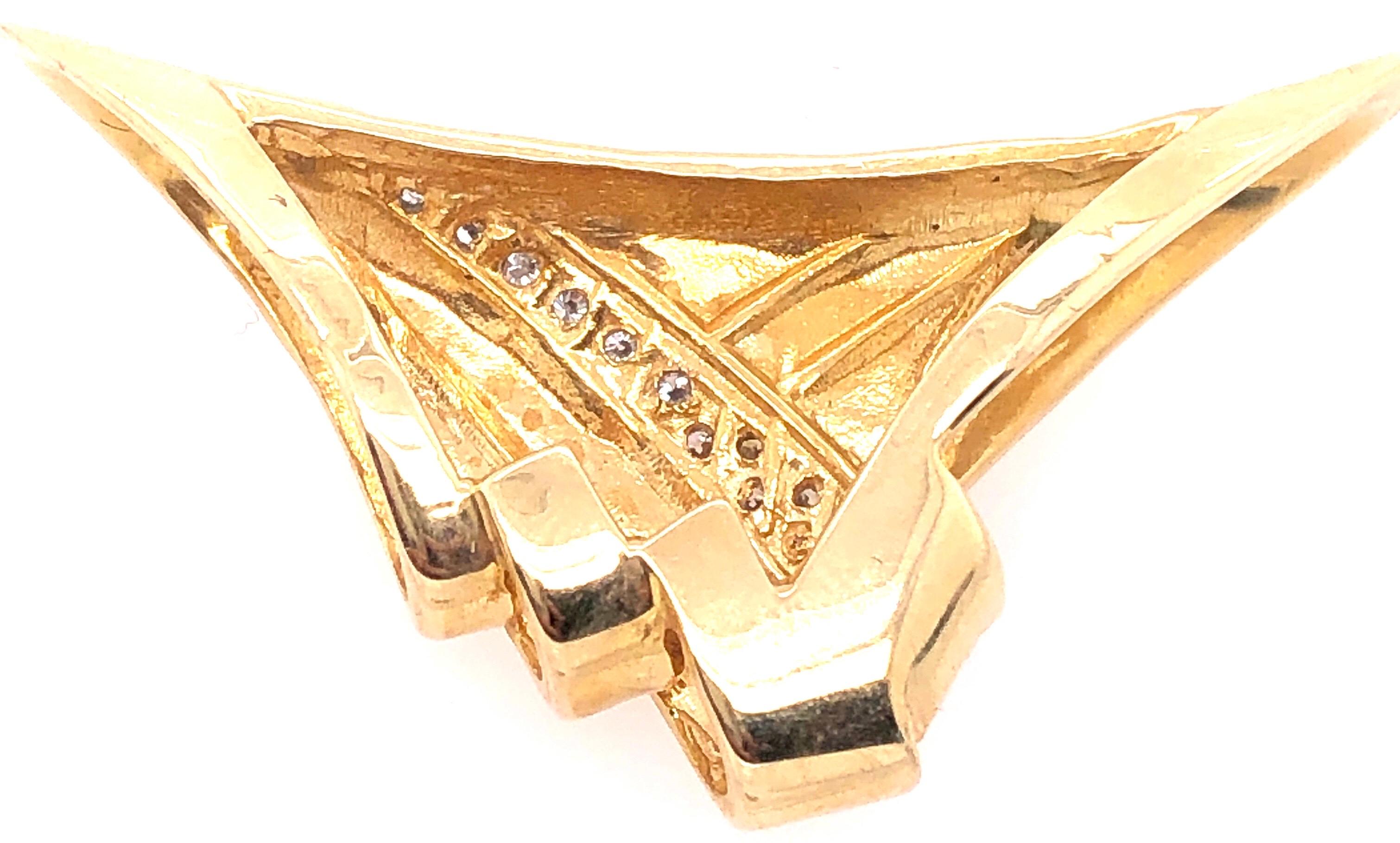 Taille ronde Breloque / pendentif en or jaune 14 carats de forme libre avec diamants en vente