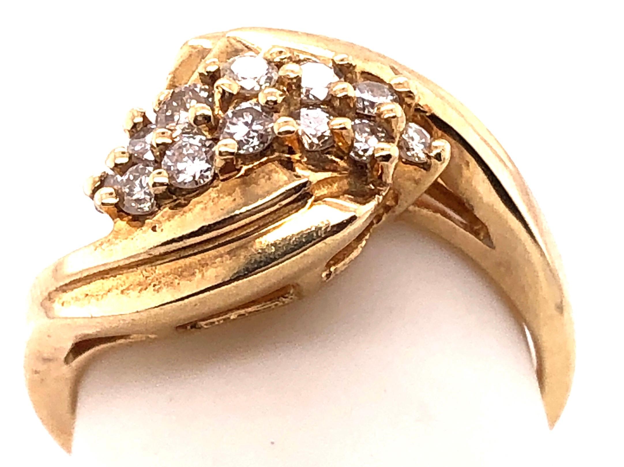 14 Karat Yellow Gold Freeform Diamond Cluster Ring 0.50 TDW For Sale 4